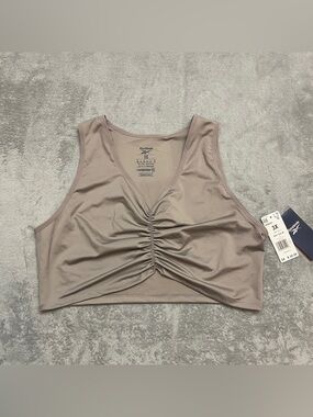 Reebok Studio Ruched Cropped Tank Top Womens Boulder Grey 3x